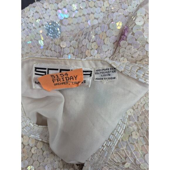 Vintage 90s Scala Silk Sequin Polka Dot Evening Jacket - Size M - Picture 8 of 10